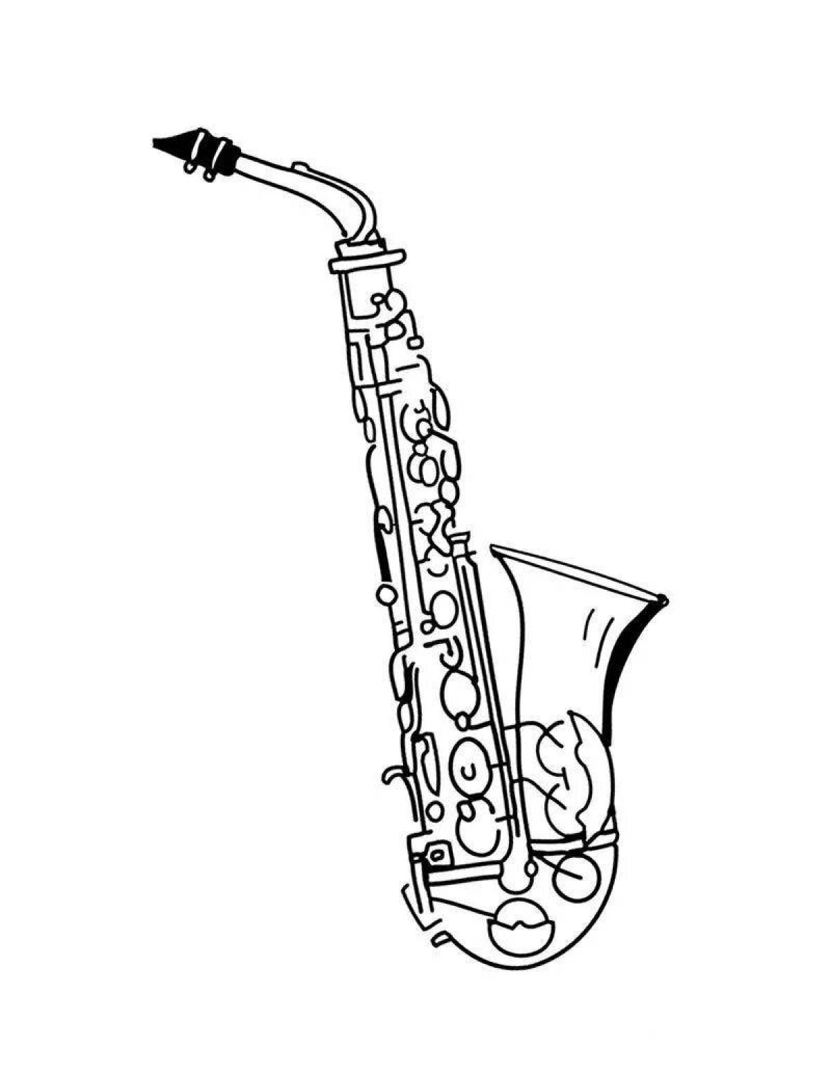 Coloring page playful saxophone