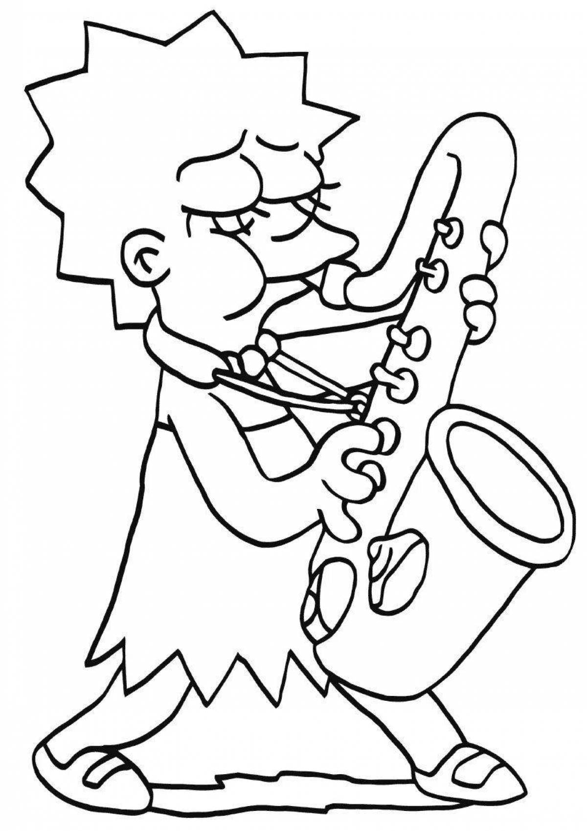 Dynamic saxophone coloring page