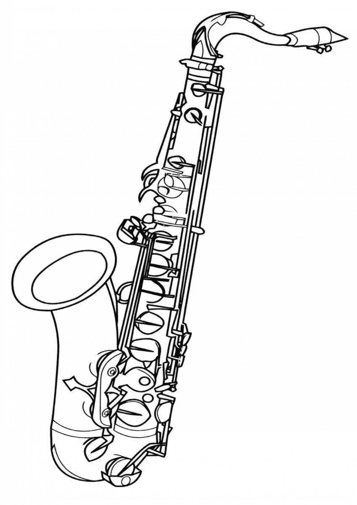 Анимированная страница раскраски саксофона
