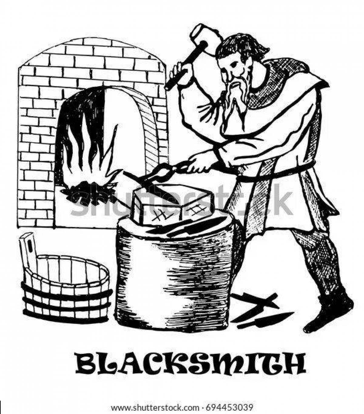 Coloring merry blacksmith