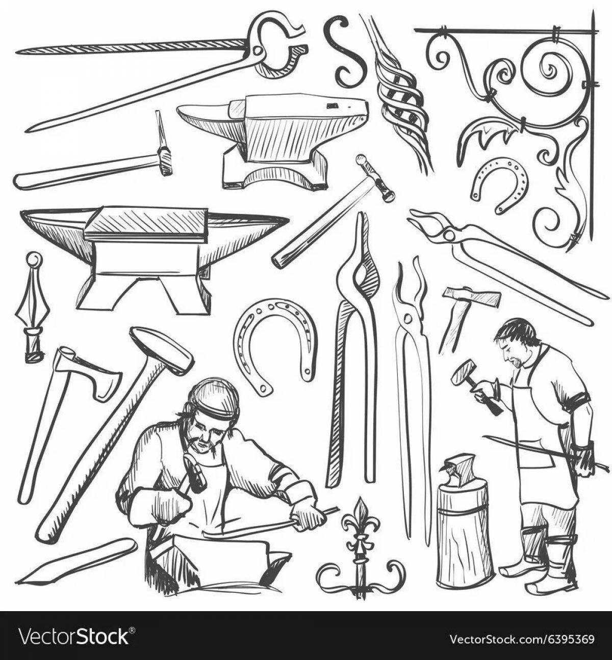 Fun blacksmith coloring book