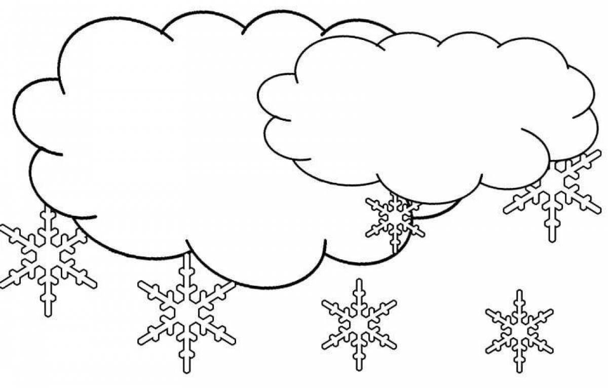 Adorable snowfall coloring page
