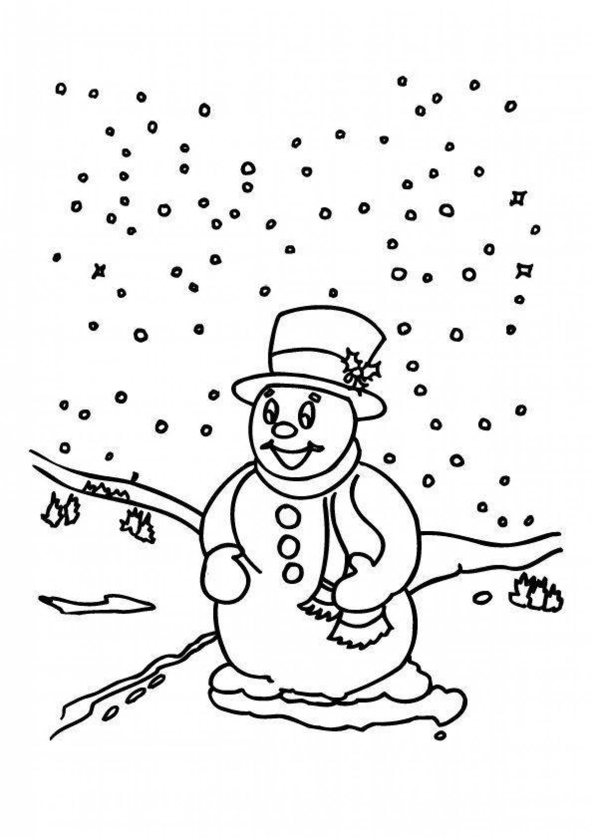Gorgeous snowfall coloring page