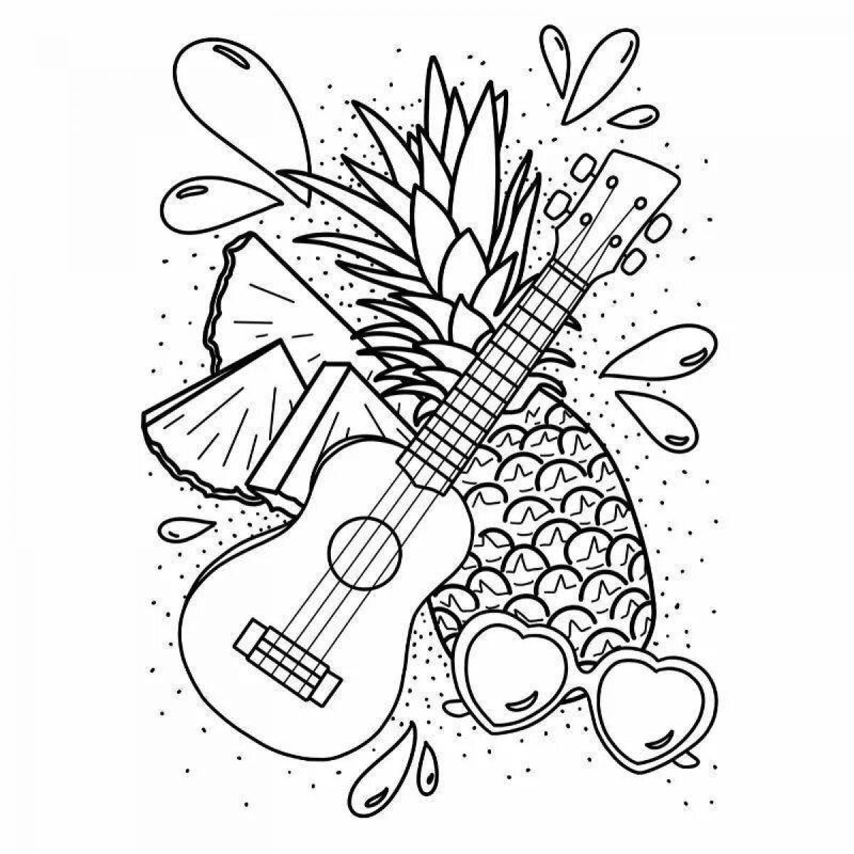 Exciting ukulele coloring book
