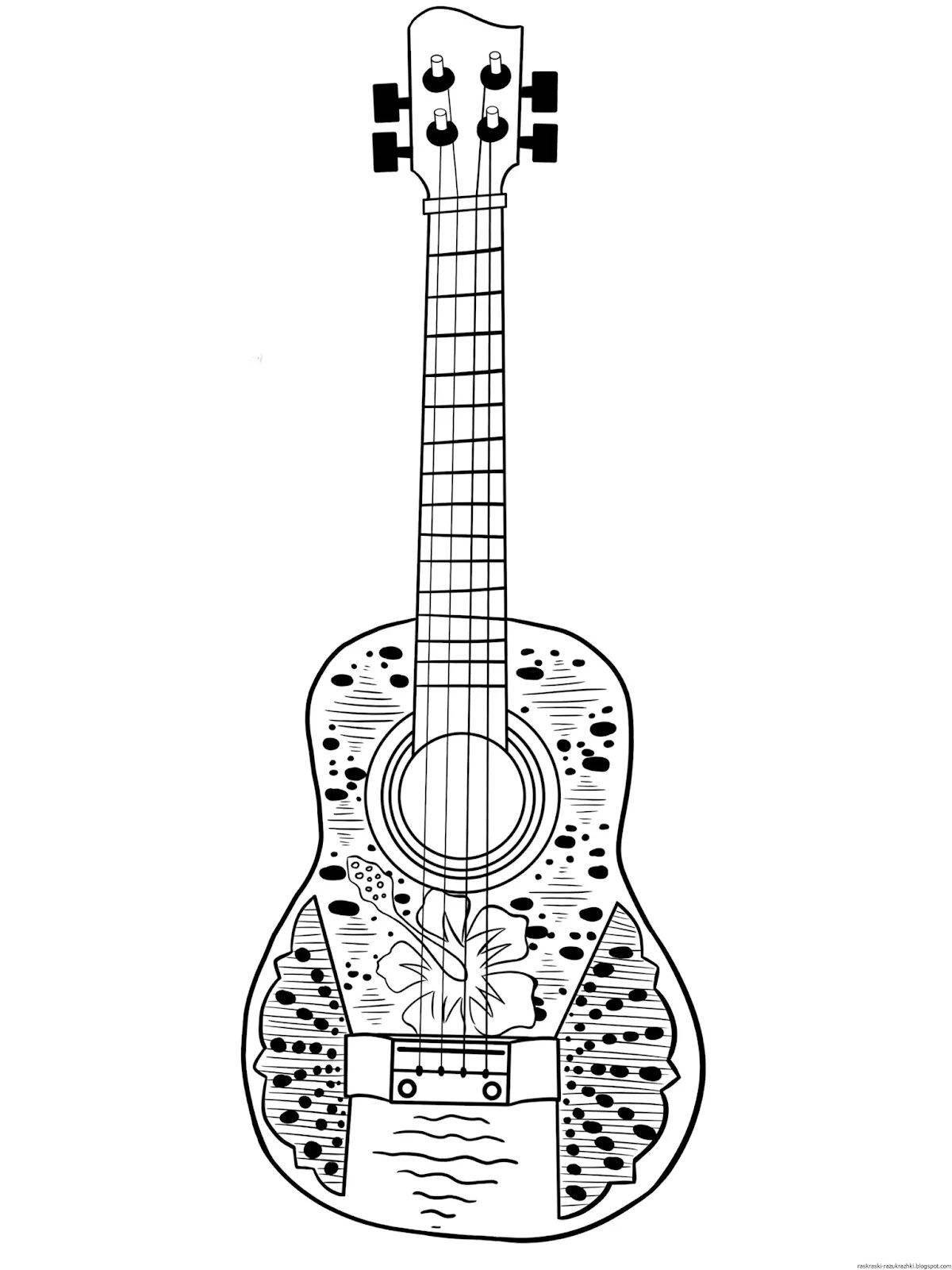 Color-burst ukulele coloring page