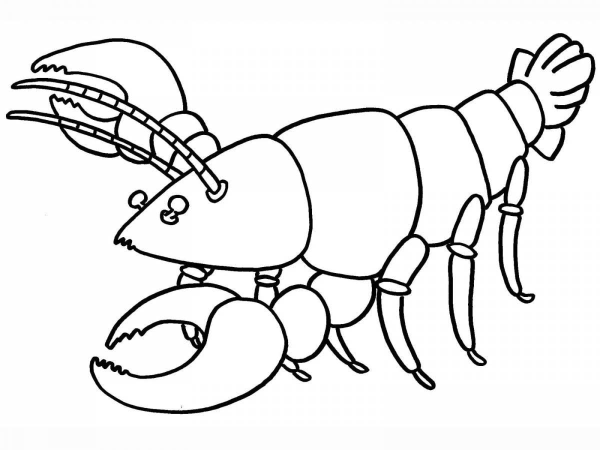 Coloring book beautiful spiny lobster