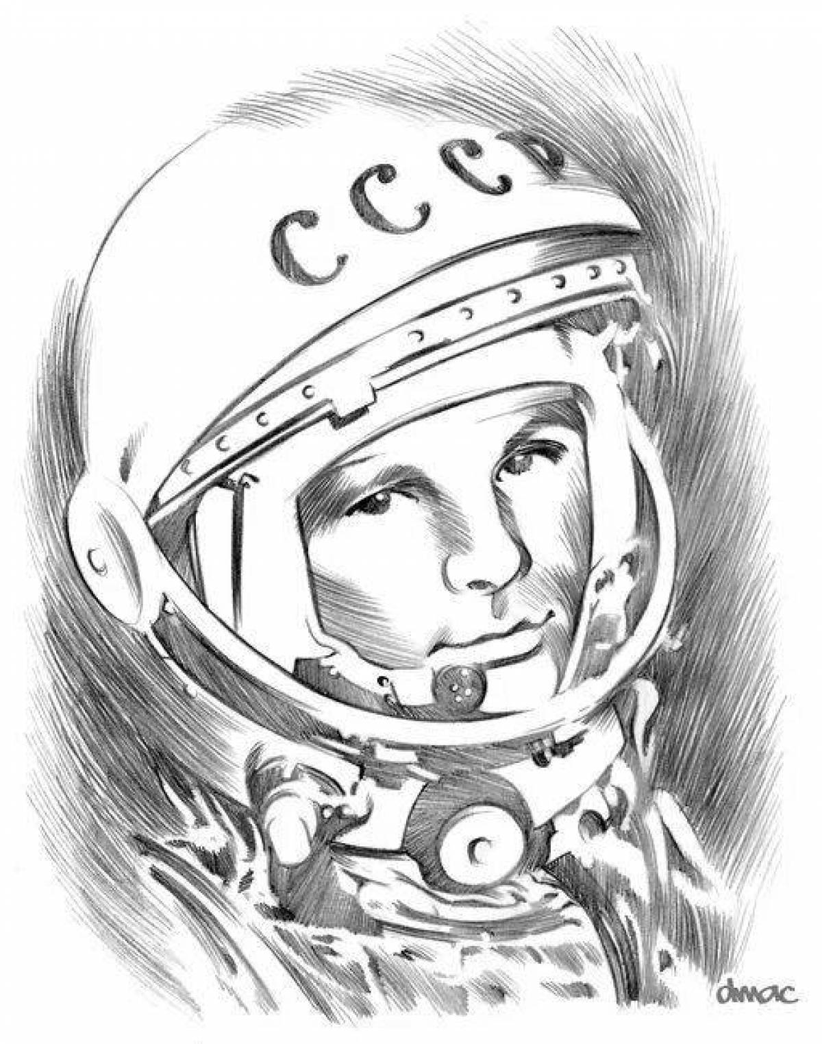 Юрий Гагарин портрет рисунок