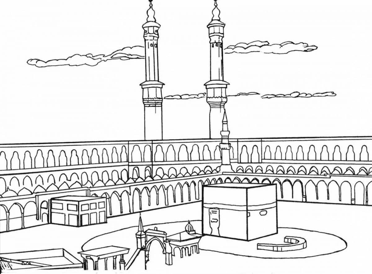 Colorful kaaba coloring page
