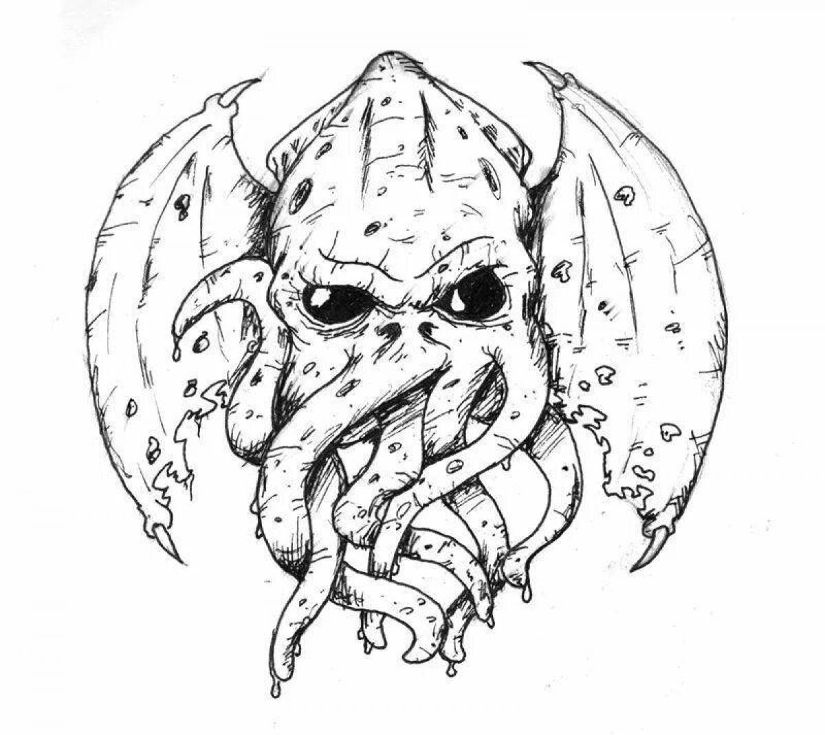 Awesome cthulhu coloring page