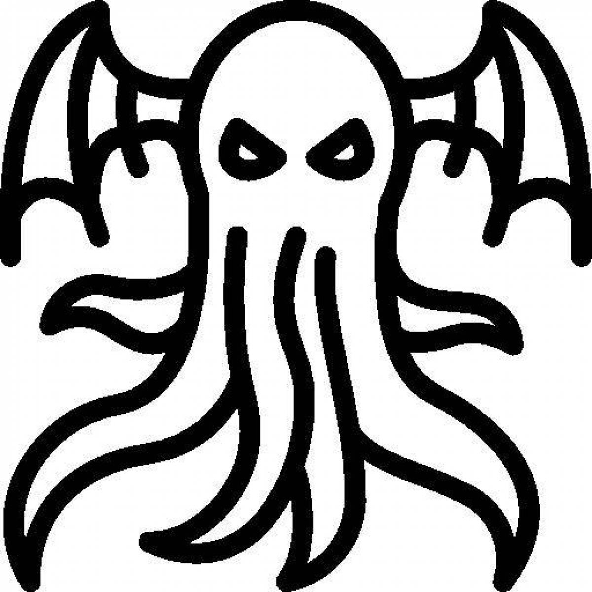 Playful cthulhu coloring page