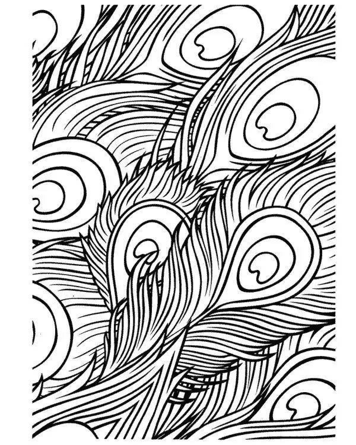 Coloring page elegant peacock feather