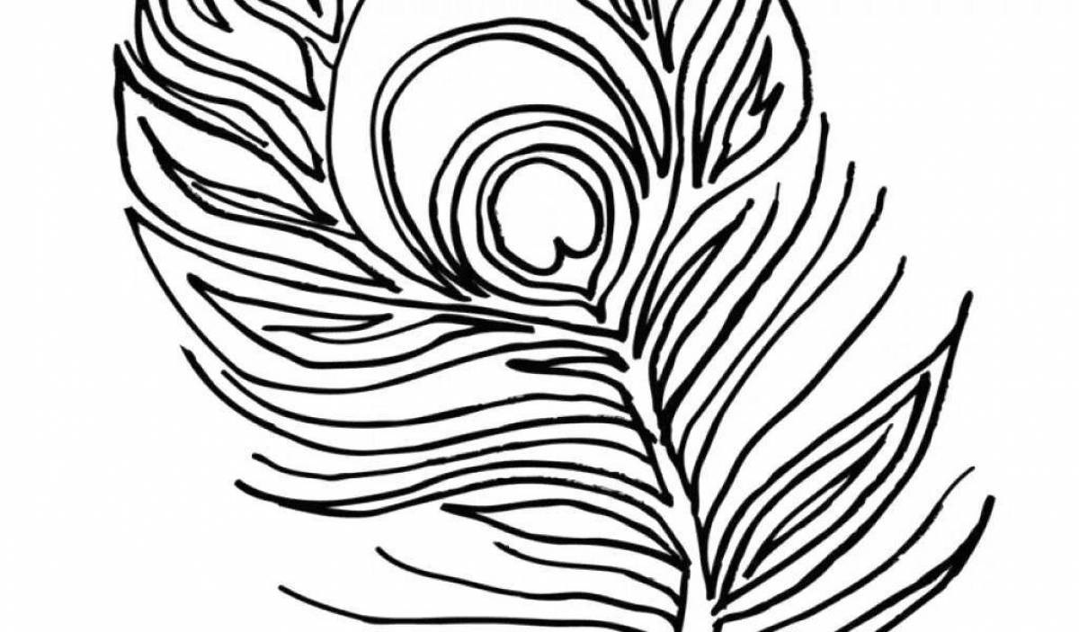Rich peacock feather coloring page