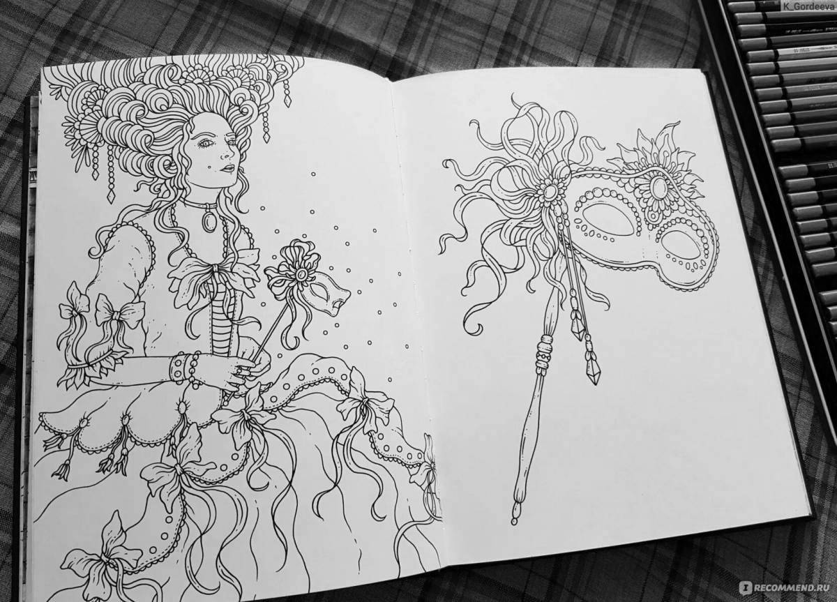 Gorgeous Midnight Masquerade coloring page