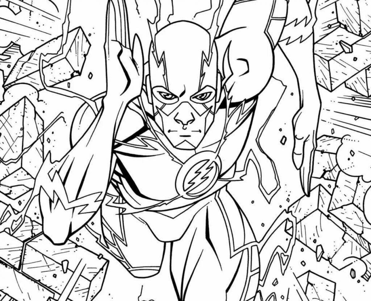 Dramatic coloring flash superhero