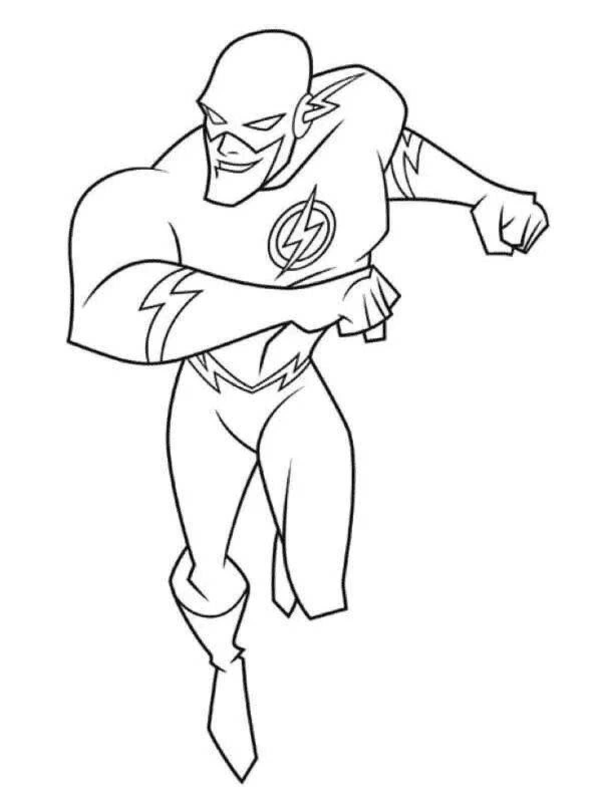 Intensive coloring flash superhero