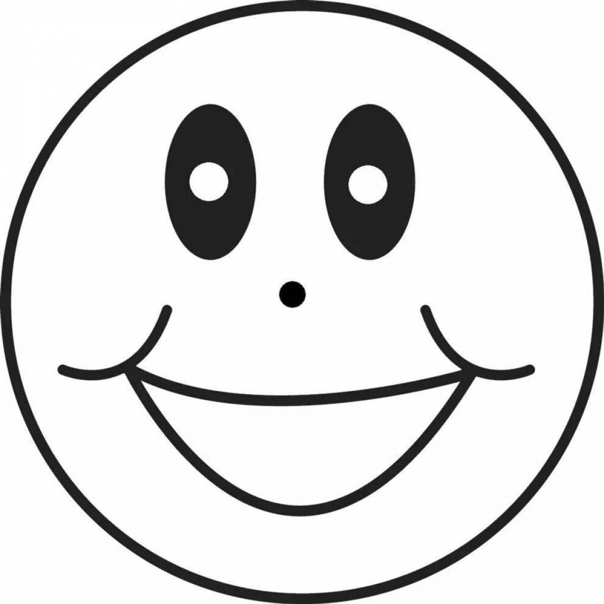 Glowing coloring page with smiley face