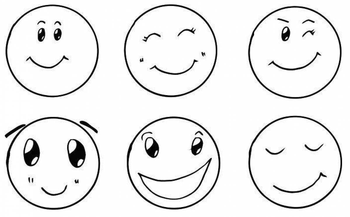 Ecstatic coloring page smiling emoticon