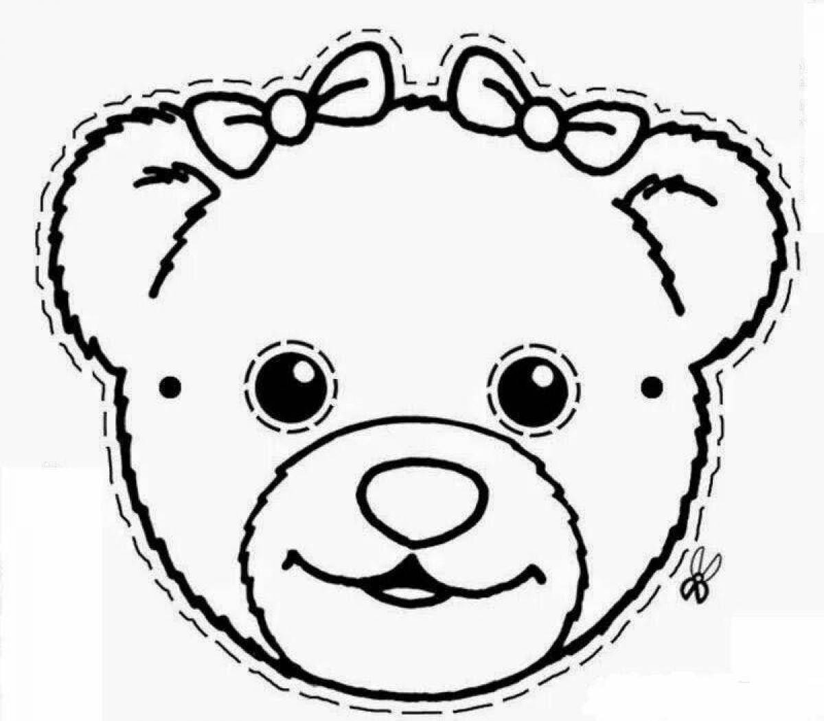Playful bear mask coloring page