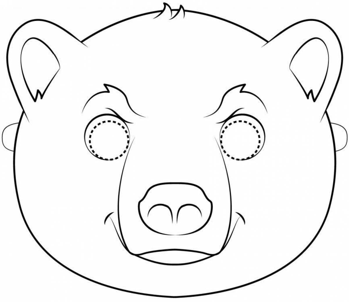 Coloring page happy bear mask