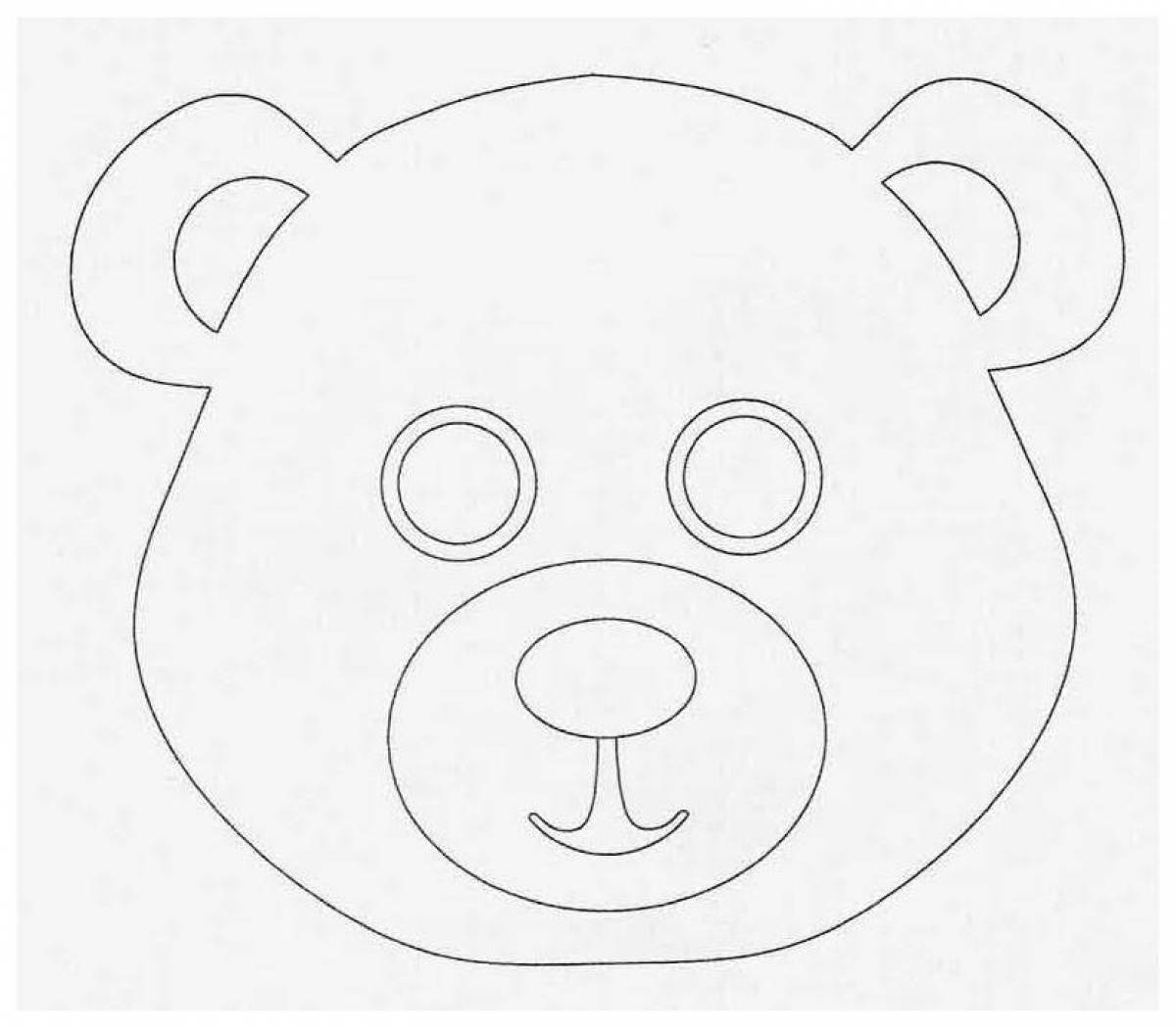 Exciting bear mask coloring page