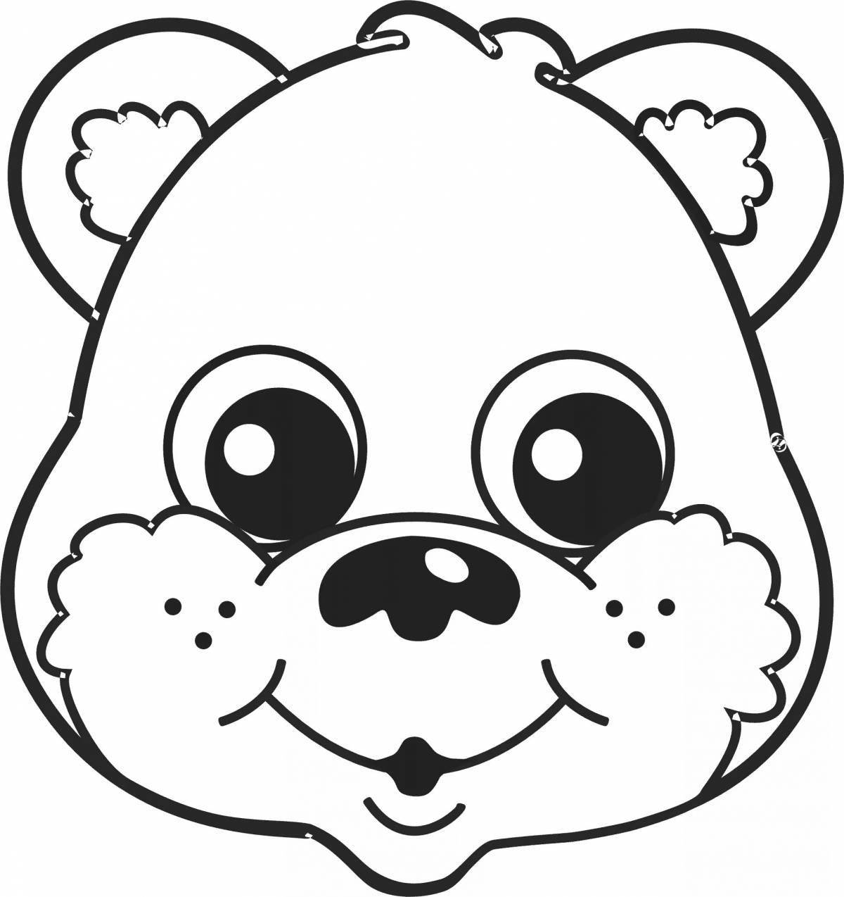 Fancy bear mask coloring page