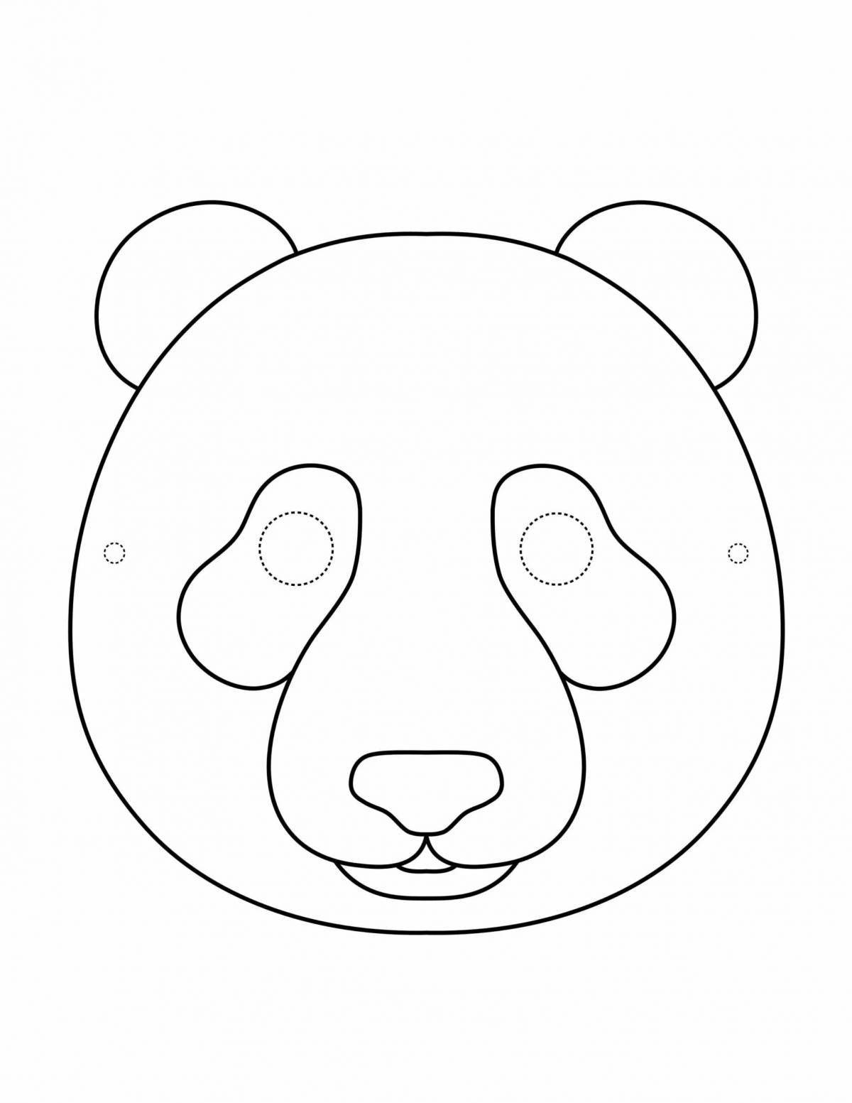 Adorable bear mask coloring page