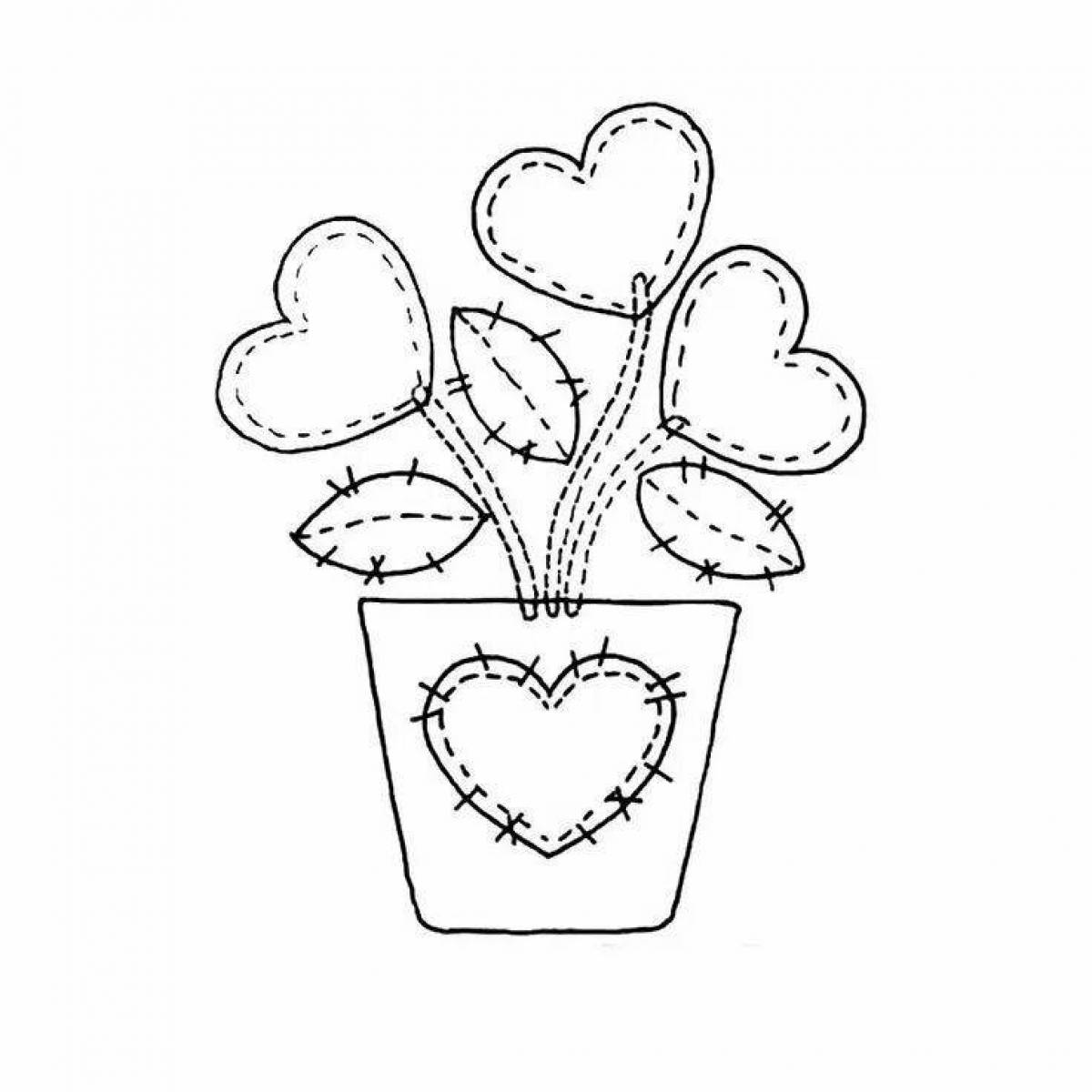 Animated flower pot coloring page
