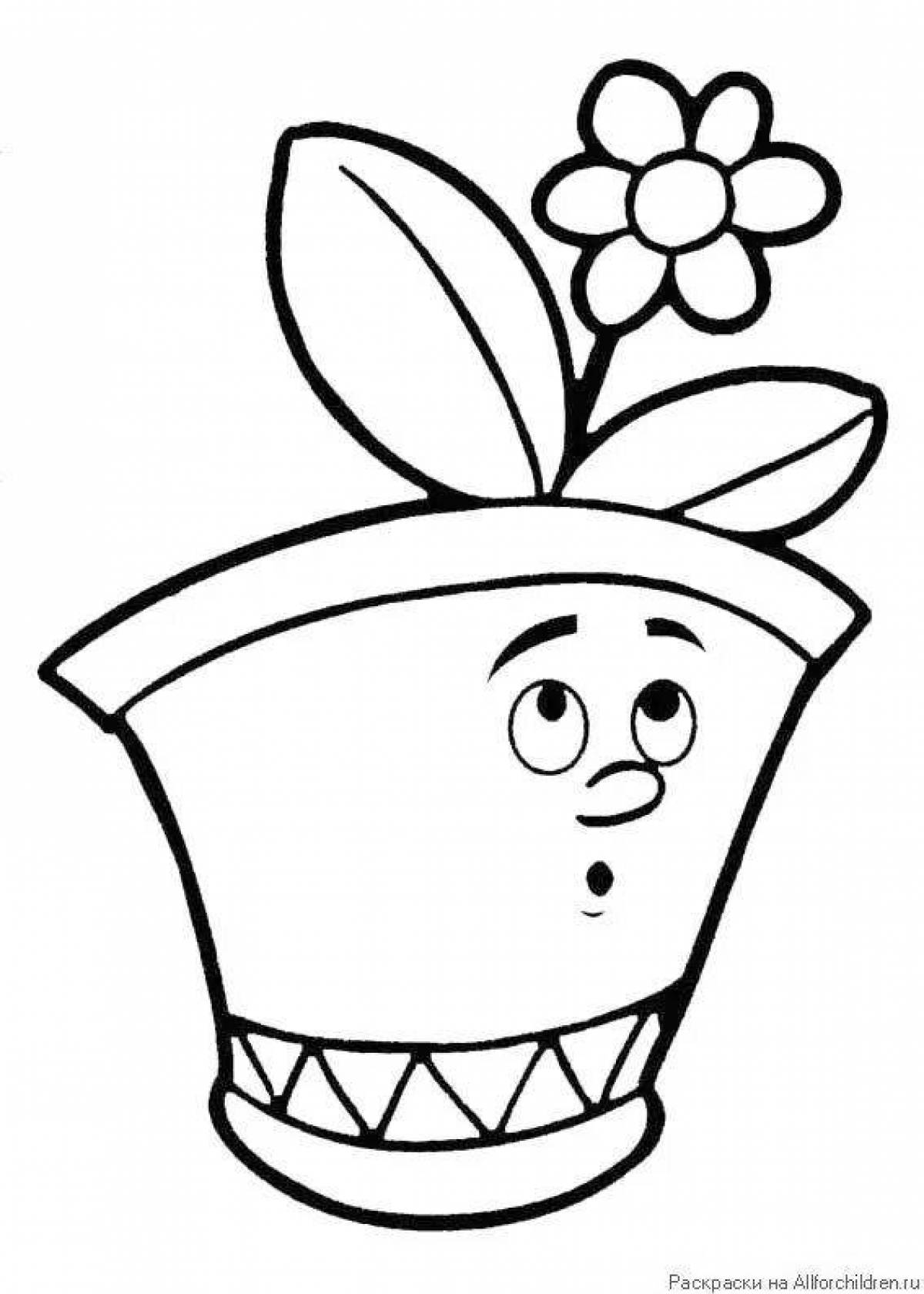 Glamorous flower pot coloring page