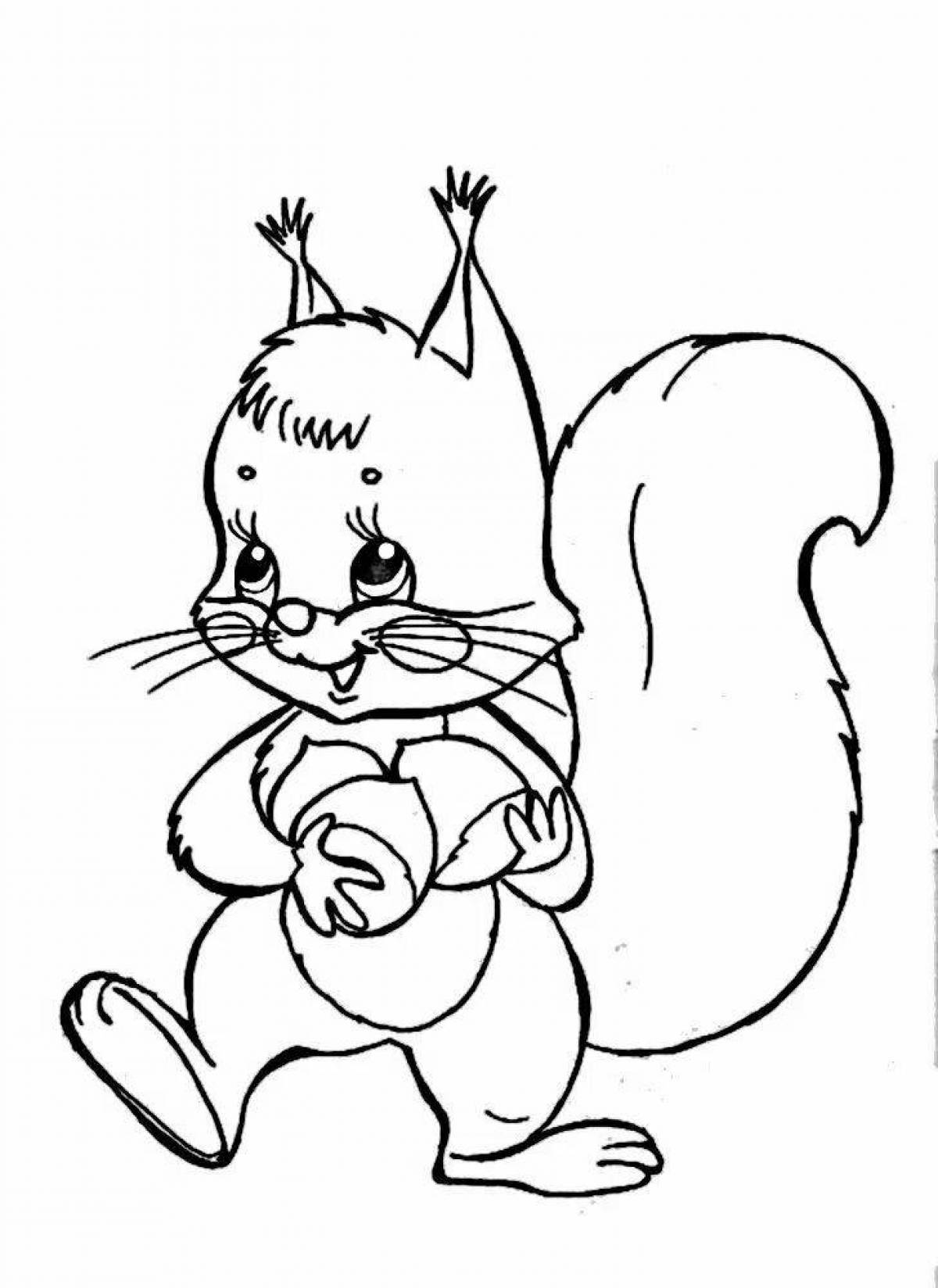 Fun coloring picture of a squirrel