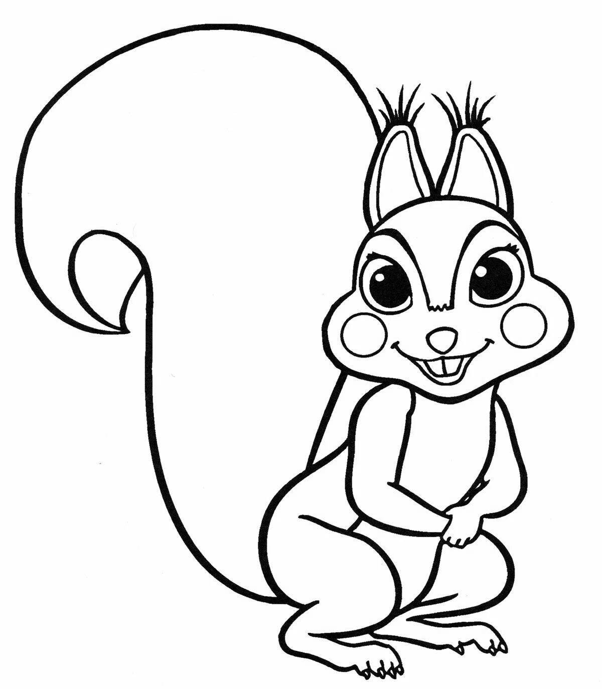 Radiant coloring page squirrel drawing