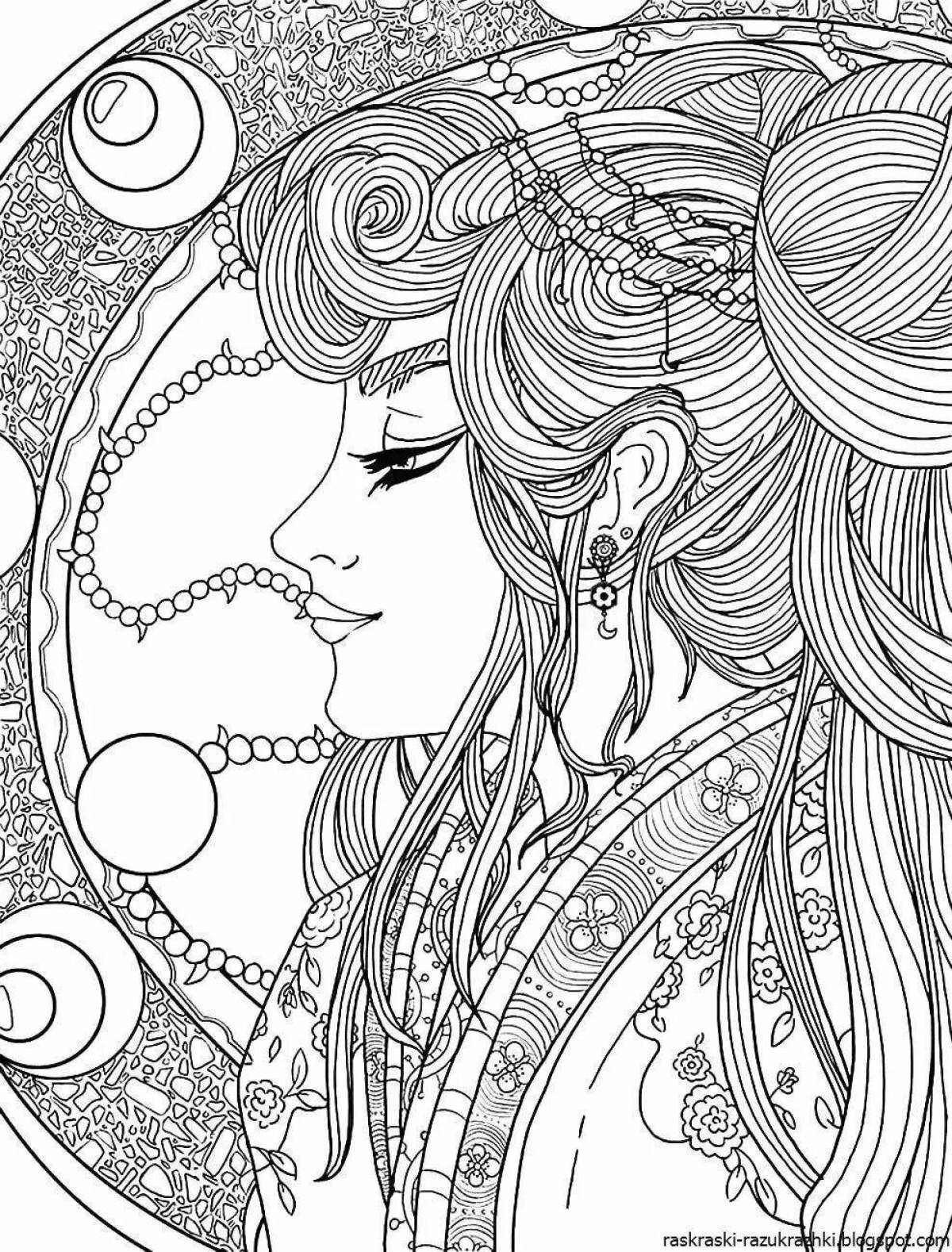 Awesome complex coloring book for girls
