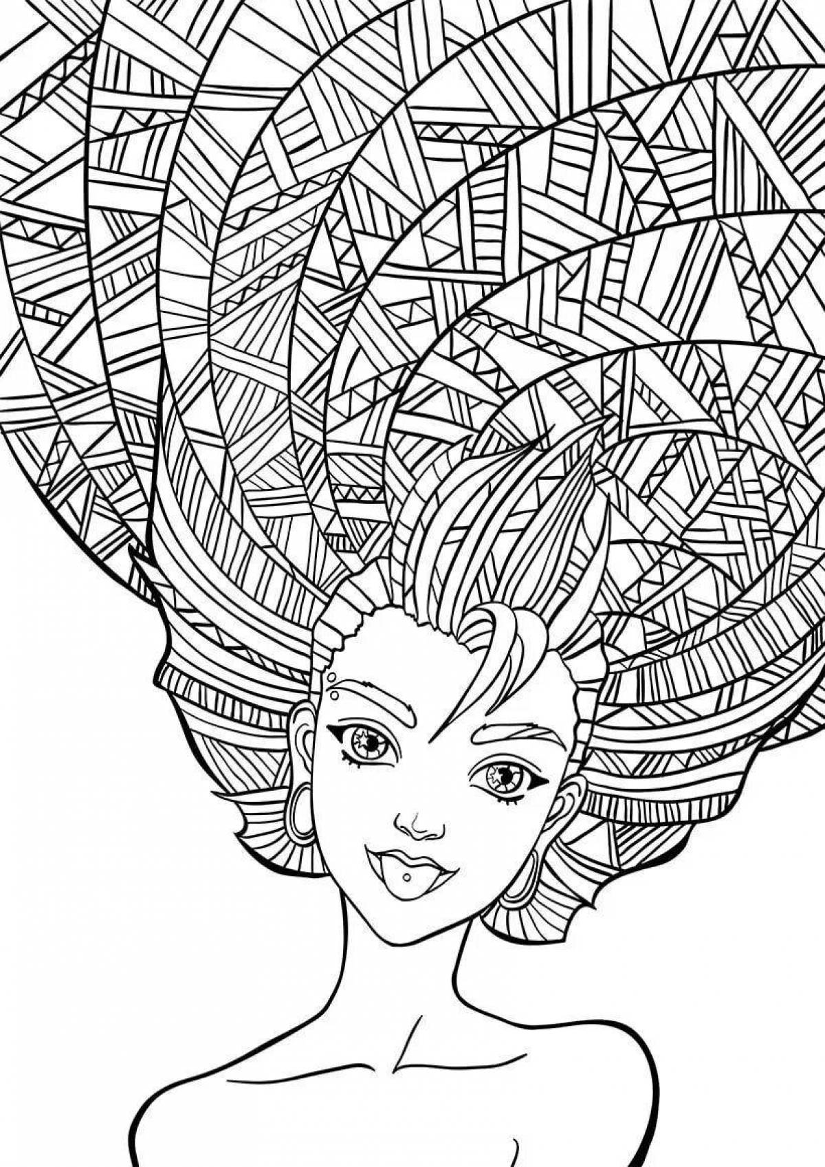 Coloring page charming complex girl