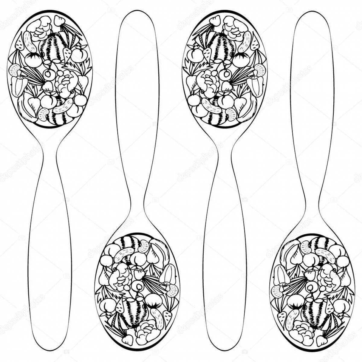 Animated coloring Khokhloma spoon