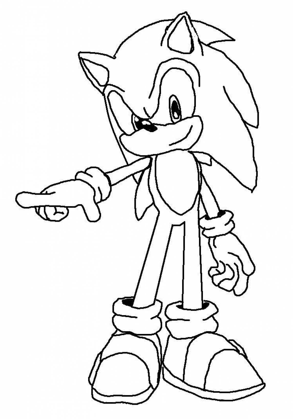 Colorful yellow sonic coloring page
