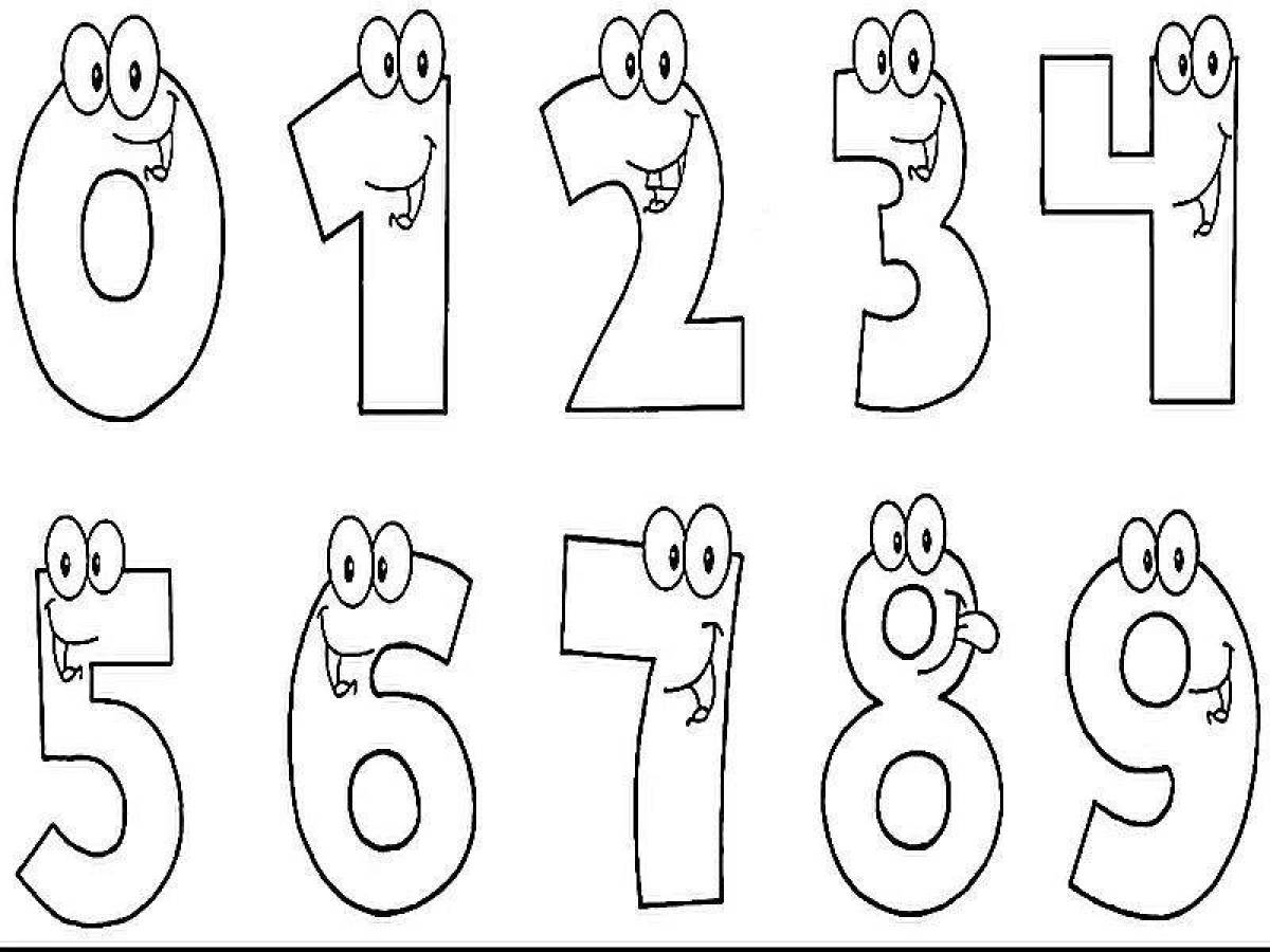 Colorful funny numbers coloring book