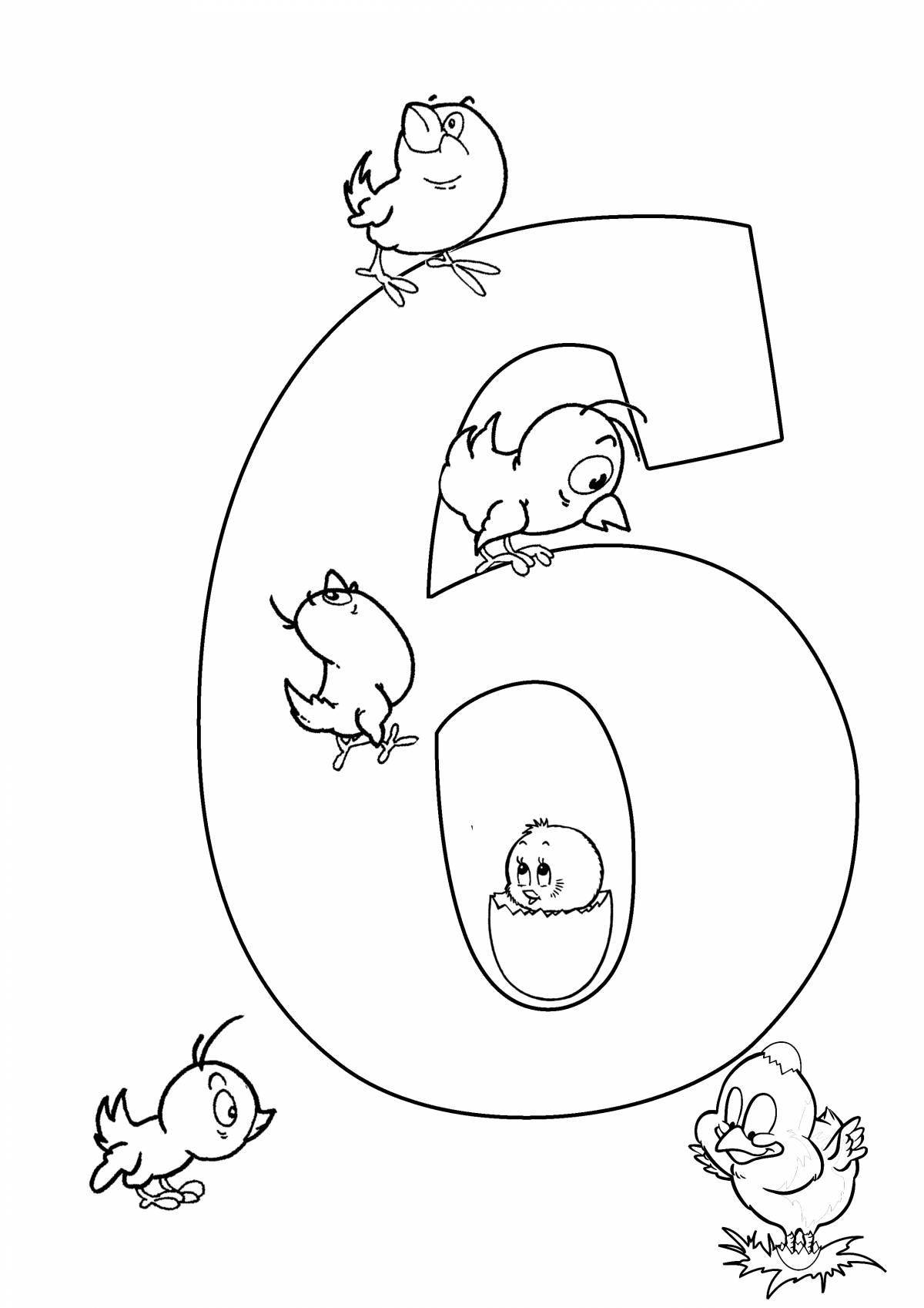 Colorful explosive funny number coloring page