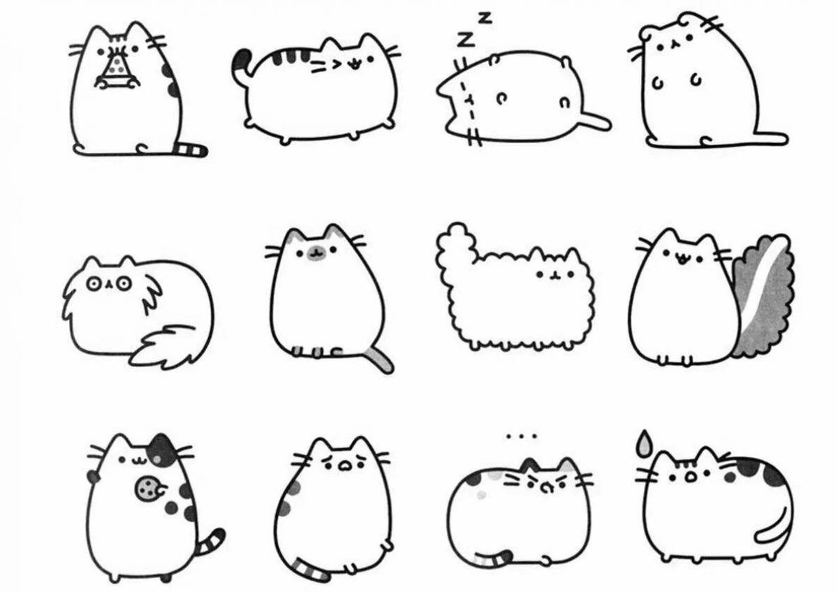 Cute kawaii cats coloring page