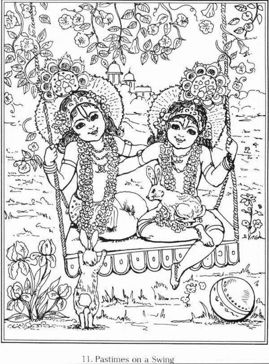 Раскраска Радха и Кришна