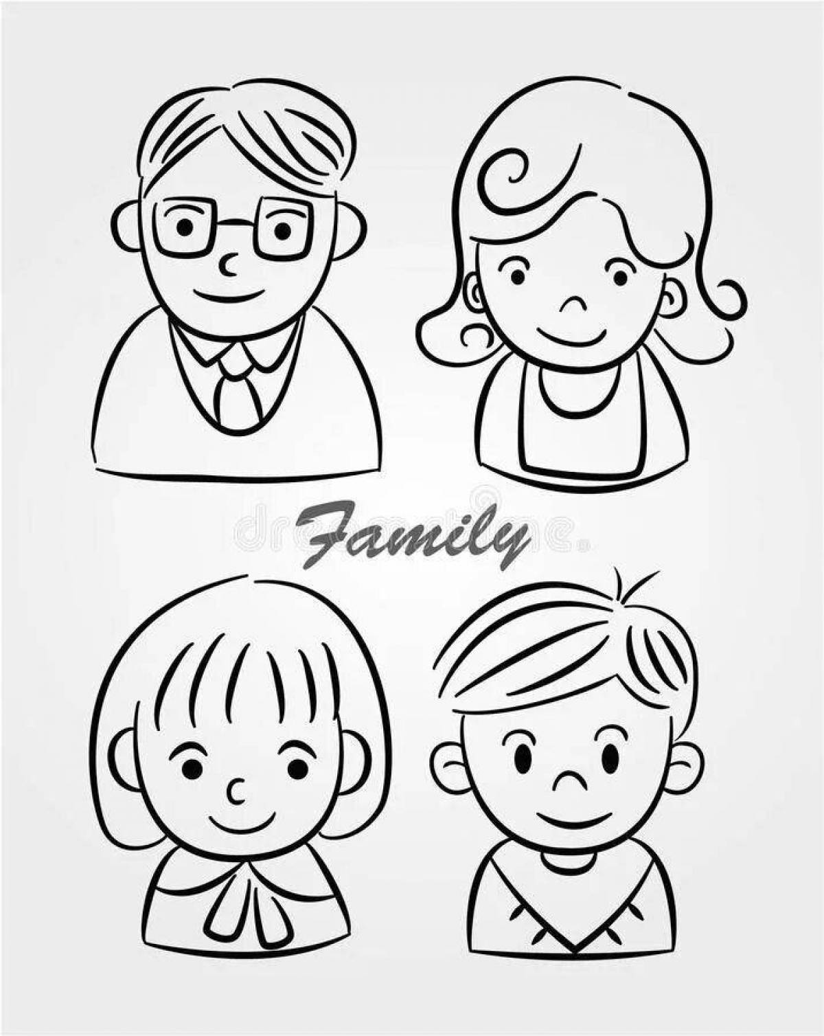 Лица семьи раскраска для детей