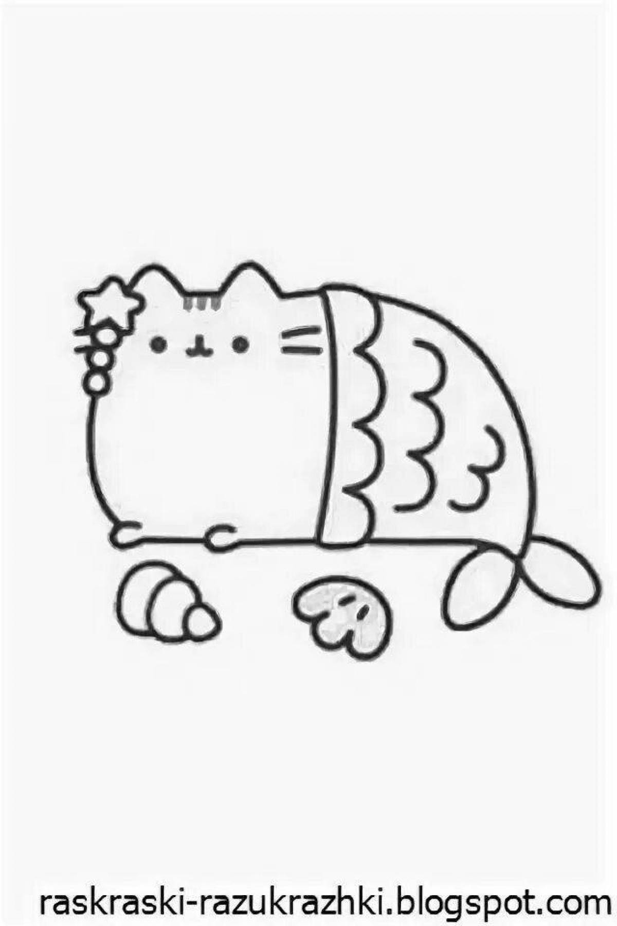 Раскраска кот Пушин Единорог