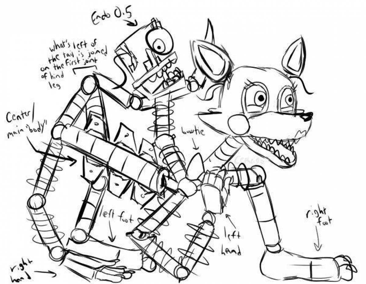 Фнаф нарисовать сломанные. АНИМАТРОНИКИ раскраска Мангл. FNAF Mangle раскраска. Раскраска ФНАФ 2 Мангл. М раскраски АНИМАТРОНИКИ И.