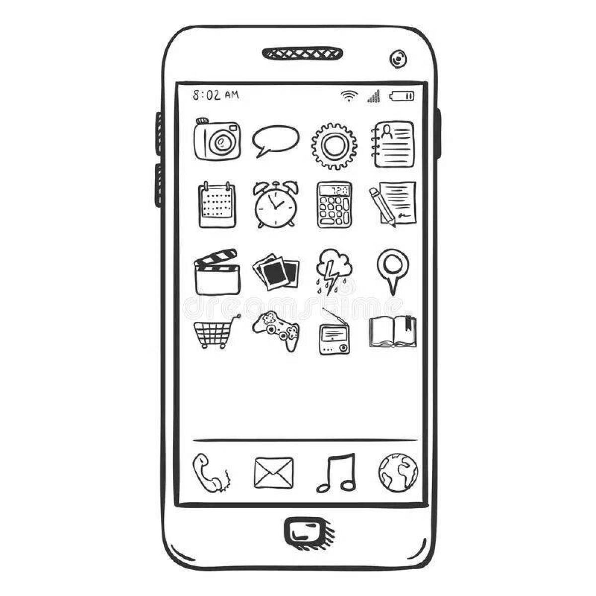 Смартфон раскраска с приложениями и играми