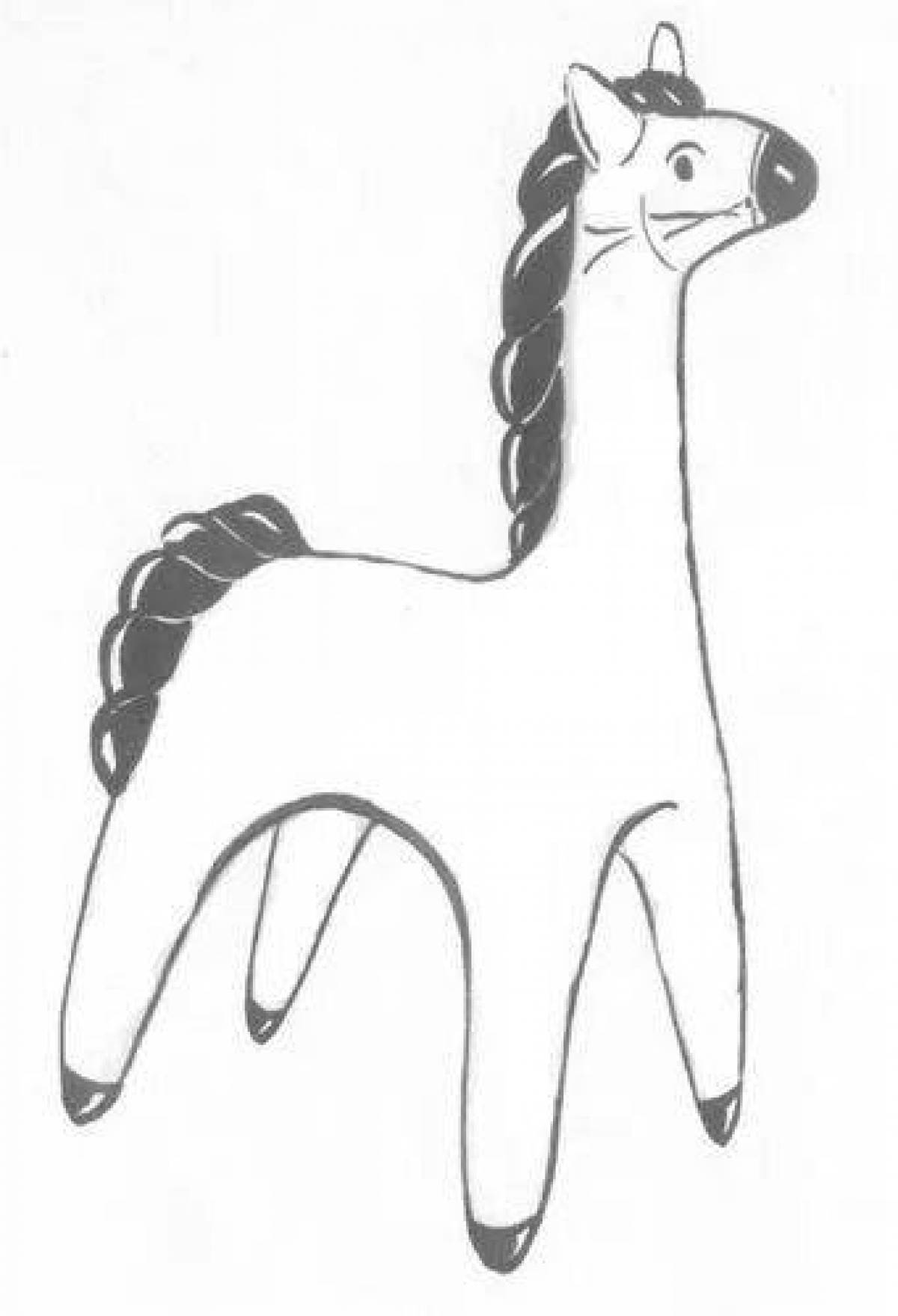 Дымковская игрушка лошадка раскраска для детей