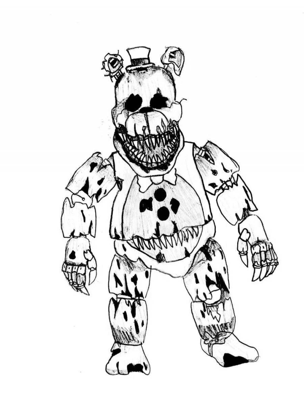 Adorable Nightmare Animatronics Coloring Page