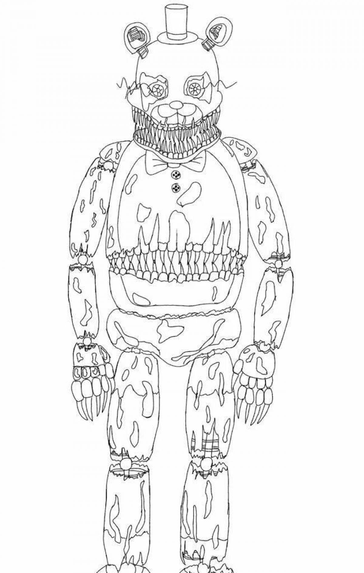 Glittering nightmare animatronic coloring page