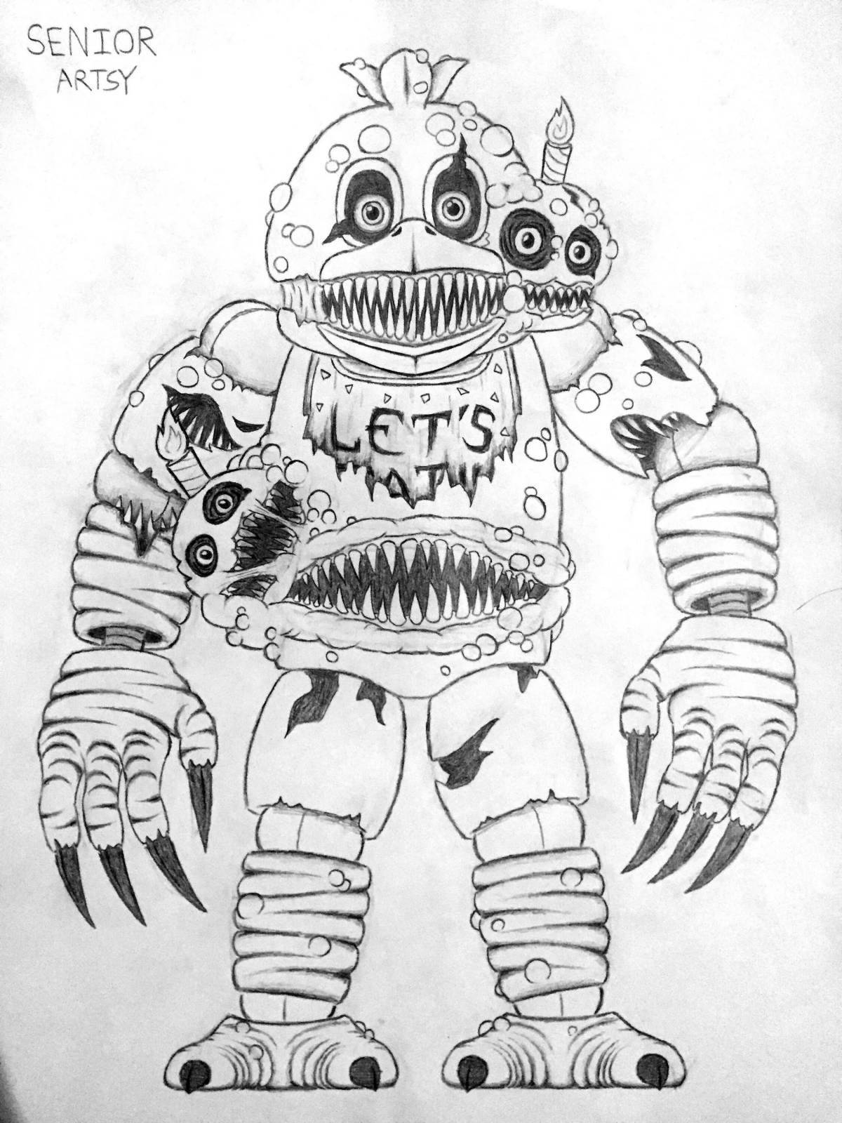 Animatronics creepy nightmare coloring page