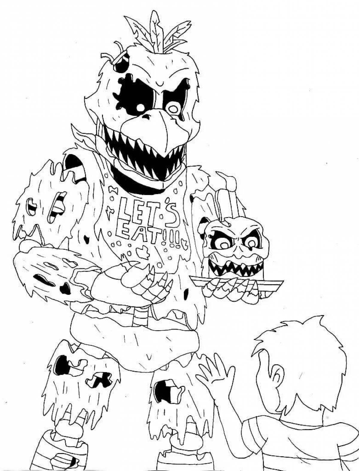 Animatronics Chilling Nightmare Coloring Page