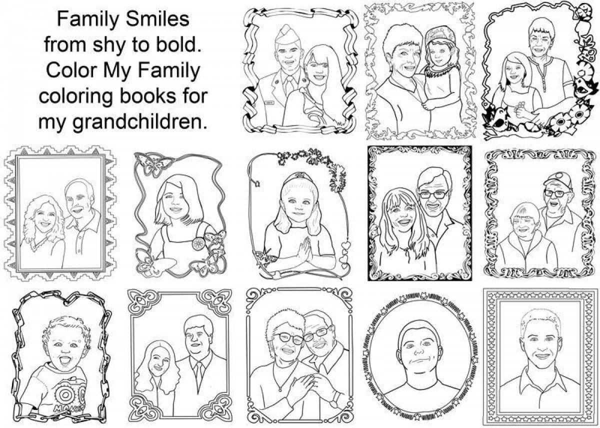 Coloring book joyful family members