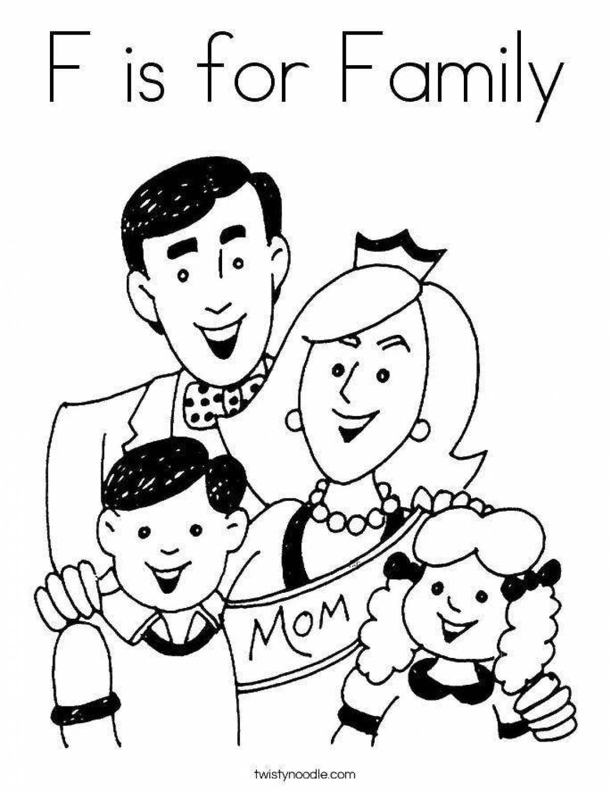 Caring family members coloring book