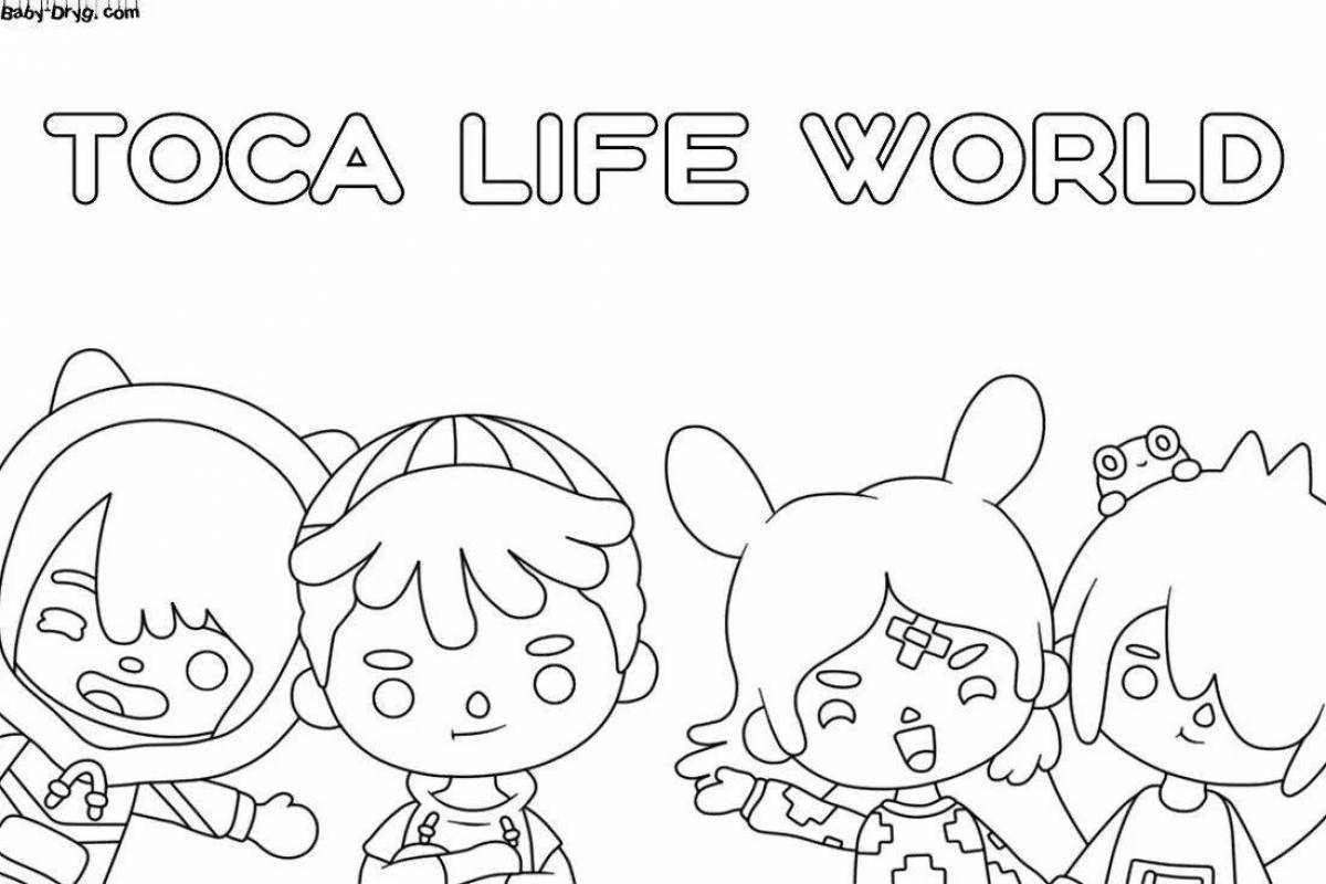 Colorful toca world coloring page